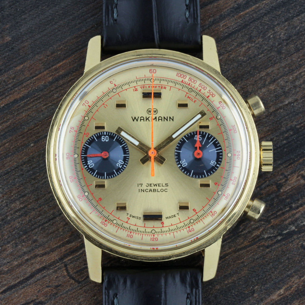 Wakmann 1960s Gold Plate Chronograph Ref.1376