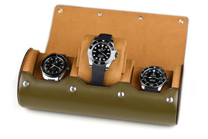 Leather Watch Roll - (3 Watches)